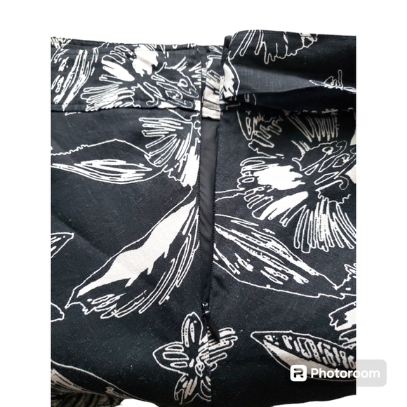 ☕ Merona Black and White Floral Linen Skirt - Picture 3 of 7
